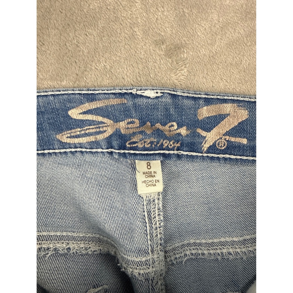 Seven7 Womens High Rise Stovepipe Straight Jeans Blue Side Slit Size 8 - Picture 6 of 8